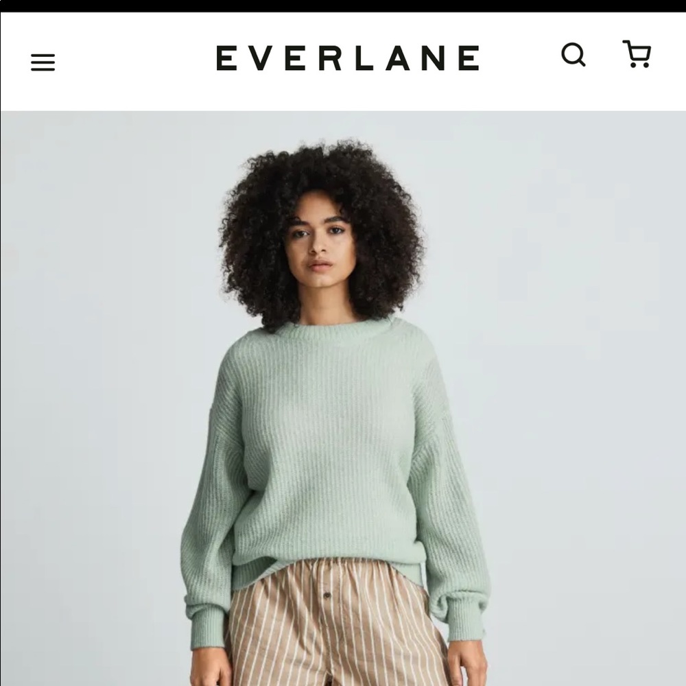 NYT Everlane alpaca crew sweater in a beautiful lily green.